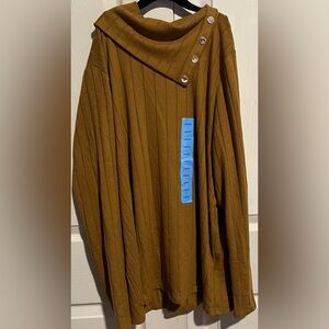 Women’s Oversized Relaxed Fit Cowl Neck Lightweight Textured Sweater Large NWT